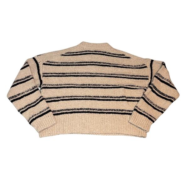 Madewell Eyelash Yarn Stripe Crewneck Sweater Cream Black Small NWT - Picture 6 of 9
